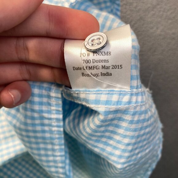 PD&C Shirt Mens Size 3X Classic Fit White Blue Print Short Sleeve,Pockets - Picture 6 of 12